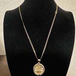 10K Solid Gold Chain and Pendant For Wedding 18 Inches Long 