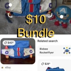 $10 Bundle of Backpack Rocket flyer & Captain American Plush For young kid’s perfect for 4 the July