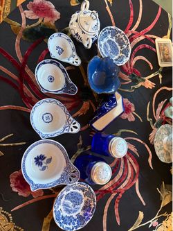Lot of Curated Blue Vintage Dishes
