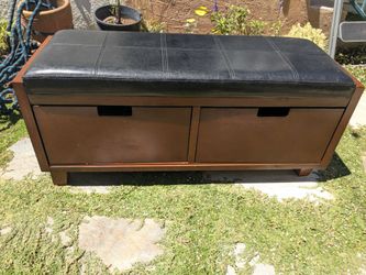 Wood & Leather Entryway Bench