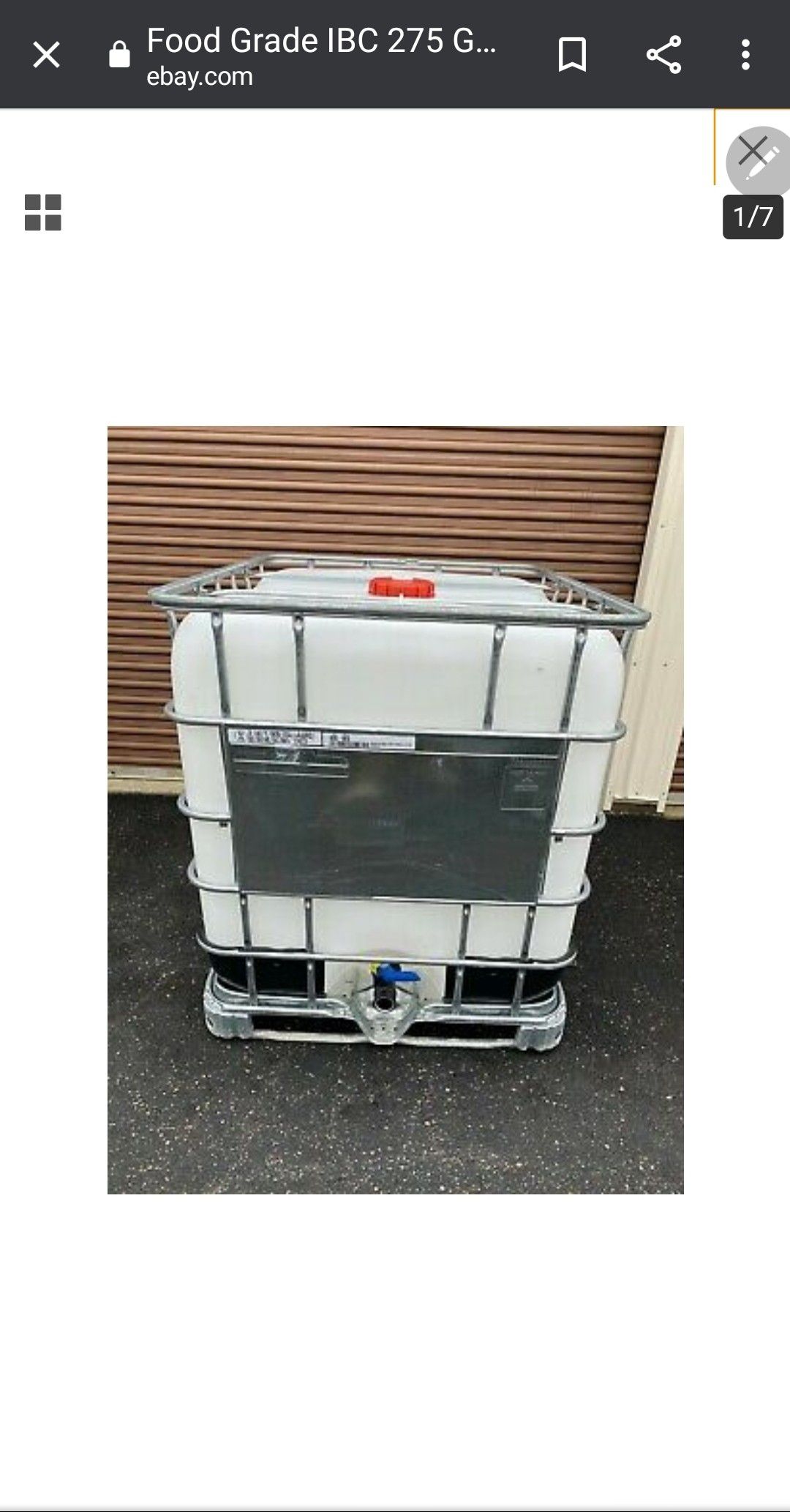 275 gallon container water reserve tote irrigation storage