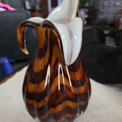 Vtg Murano Style Hand Blown Cased Tulip Vase 