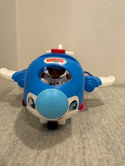 Fisher-Price Little People Blue Airplane Vehicle w/ Pilot Figure - works