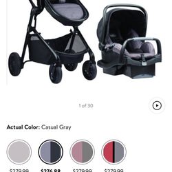 Evenflo Pivot Travel System Stroller, Two-Tone Casual Gray