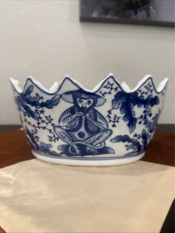 Vintage Chinese Blue And White ~Hear No Evil ~ Speak No Evil~ Porcelain Pottery