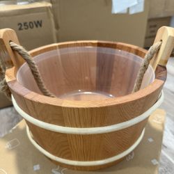 Red Cedar Sauna Bucket and Ladle Set 4L (1 Gallon) - Natural Rope Handle - Premium Red Cedar Wood - Natural Aroma - Elegant Gift-Ready Packaging