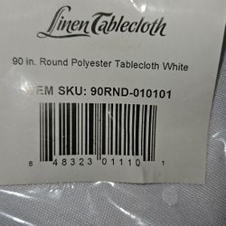 New in bag. 90 in. Round Polyester Tablecloth 