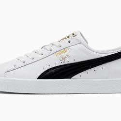  SIZE 12  PUMA “Clyde Core Foil” Style: 364669_01 Color: Puma White-Puma Black-Puma Team Gold CONDITION: BRAND NEW WITHOUT BOX