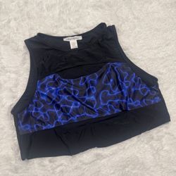 New 3xl black blue stretchy crop tank top festival rave outfit