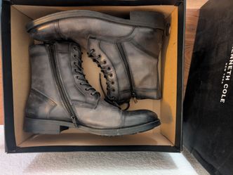 Kenneth Cole hugh lace up boots in gray leather