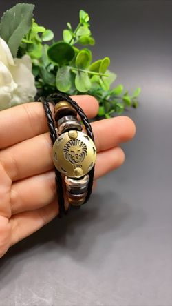 12 Constellations Multilayer Leather Bracelet, Leo