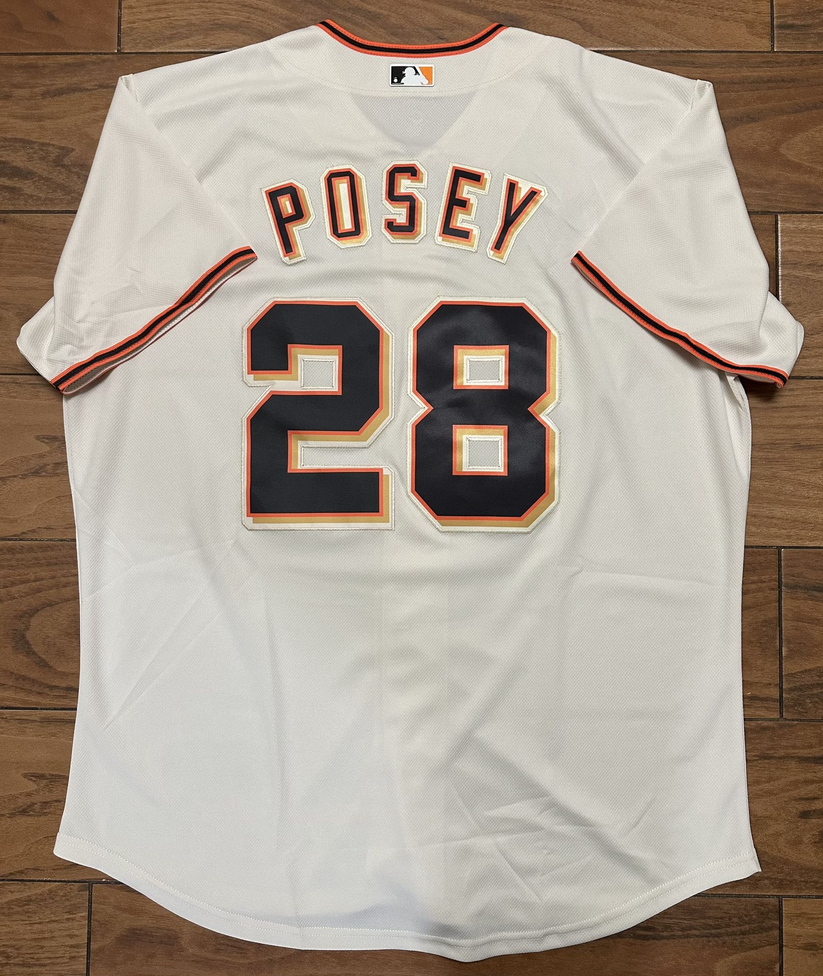 Giants Buster Posey 28 Cream Jersey