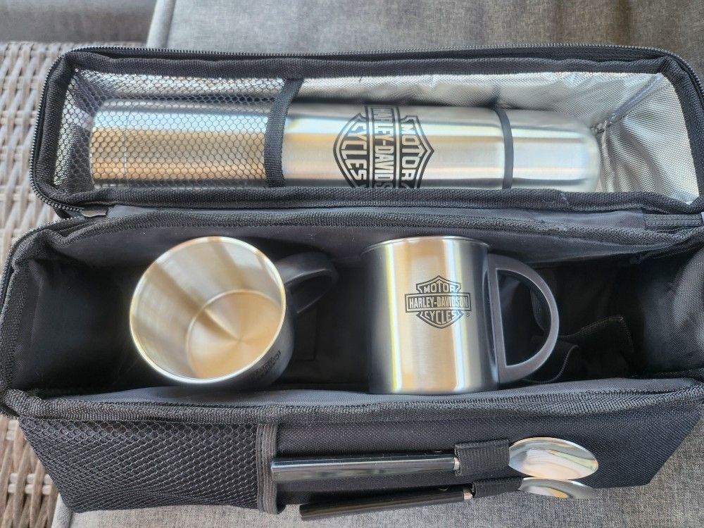 Harley Coffee Thermos And Cup To Go Bag