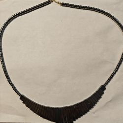 Vintage Hematite Handmade Necklace 24"
