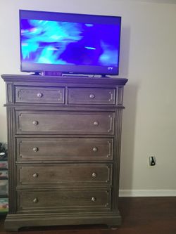 Tall Wood Dresser with 6 Drawers