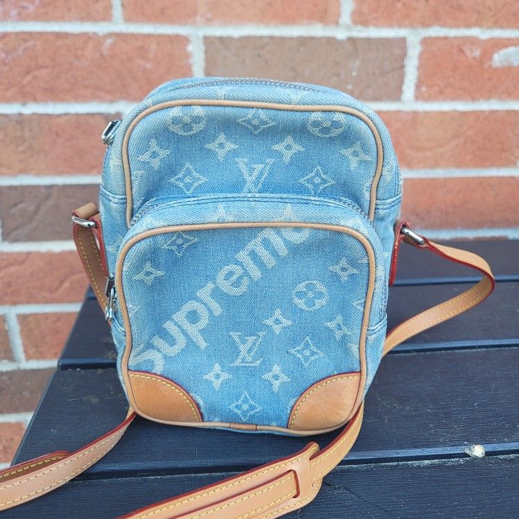 Humble - Supreme/Louis Vuitton crossbody, two pocket denim bag