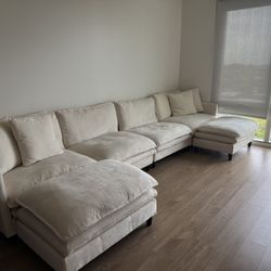 BRAND NEW IN BOX Sectional Chenille Sofa with 2 ottomans