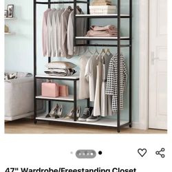 47” Freestanding Wardrobe Closet Organizer 