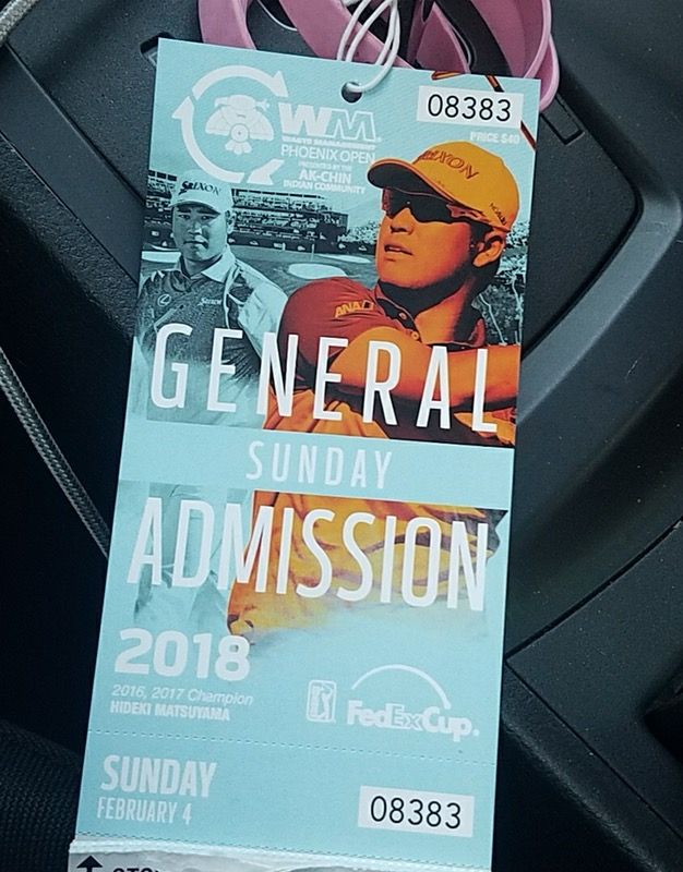 Two general admission tickets to Phoenix open Sunday 2/4