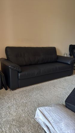Black Leather Couch (comfortably sits 3 people)