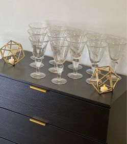 Drink Glasses, Glassware, Beverage (11) NEW! Z Gallerie Iris Ball Stem Hand Blown Bubble Glass Goblets, $5 EACH (Retail $16 EACH)