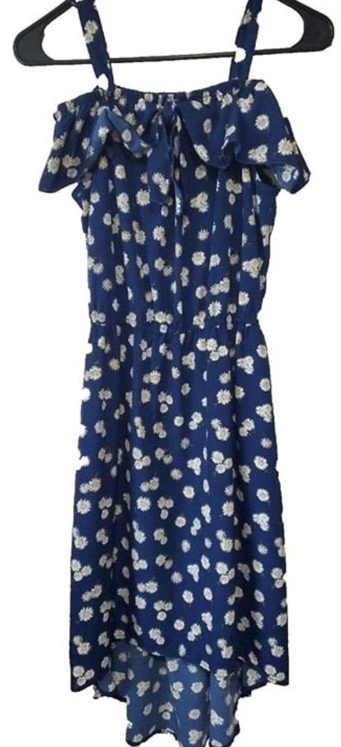 Girls Lily Bleu Daisy Print Strap Ruffle Dress Ruffles 16 VGC