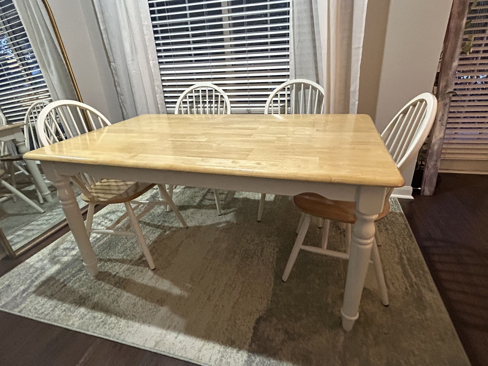 Farmhouse Dining Wood Table & 4 Chairs