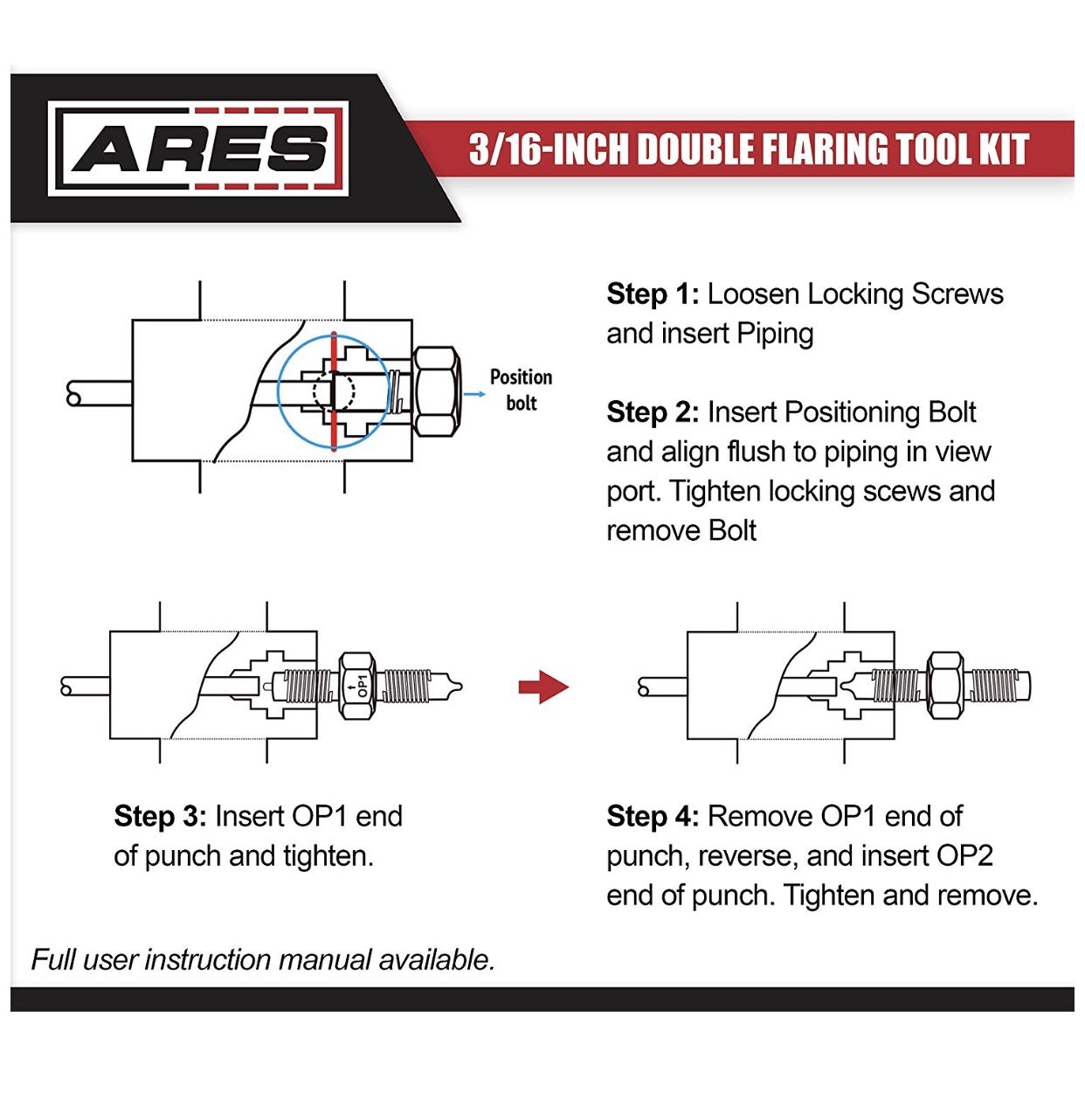 ARES 18013 3/16inch Double Flaring Tool Includes Flaring Tool