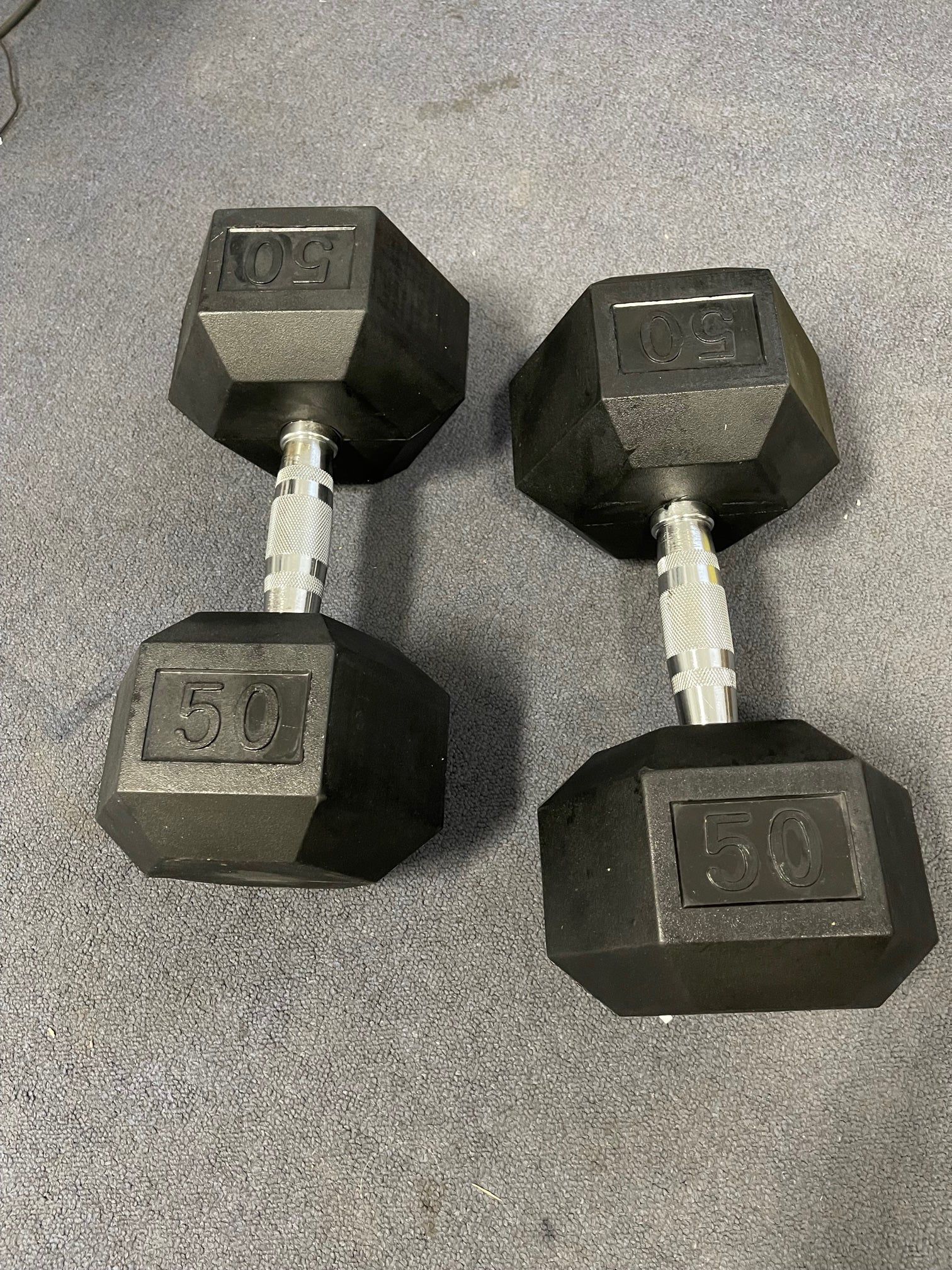 Pair of New 50 Lb Dumbbells 
