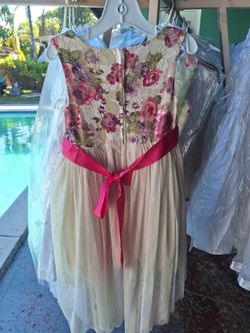 Beige with flowers little girl dress