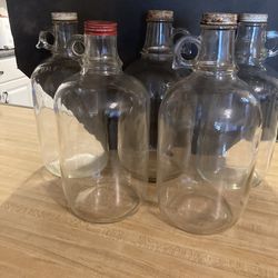 5 Antique Half Gallon Jars