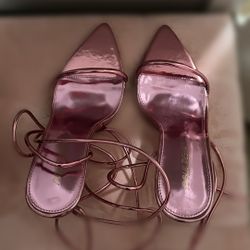 pink metallic heels
