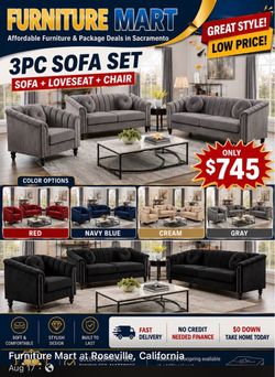 🔥Hot Deal🔥Brand New 3pc Sofa, Loveseat and Chair $745, Payment available, Delivery Available