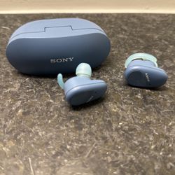 Sony Bluetooth True Wireless Headphones with Charging Case, Blue, WF-SP800N