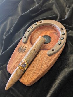 Cigar Ashtray Handmade- Mahogany Cowboy cigar ashtray.