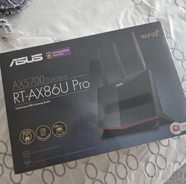 ASUS RT-AX86U Pro (AX5700) Dual Band WiFi 6 Extendable Gaming Router, 2.5G Port, Gaming Port, Mobile Game Mode, Port Forwarding, Subscription-free Net