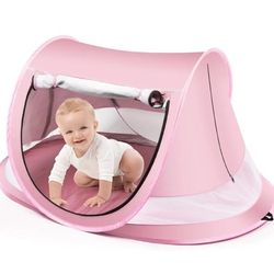 Baby Beach Tent,Large Pop Up Beach Tent Sun Shade for Beach,Portable Baby Travel Tent with Mosquito Net,Indoor Baby Play Tent,UPF 50+ UV Protection Su