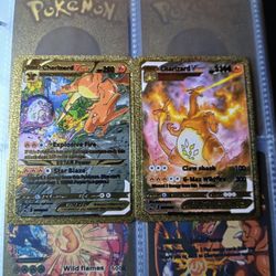 Charizard Fan-Art Gold Foil Display Cards 