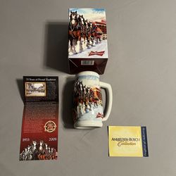 Budweiser 75th Anniversary 2008 Holiday Stein Collection 75 Years Of Proud Tradition Stein Glass