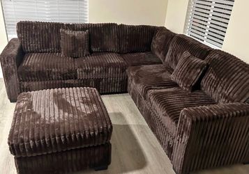 🛋️ NEW!! Sectional Corduroy  L Shaped Sofa STILL IN 📦 🛋️