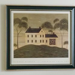Warren Kimble American Folk Art framed print "House Quilt" in great condition.
