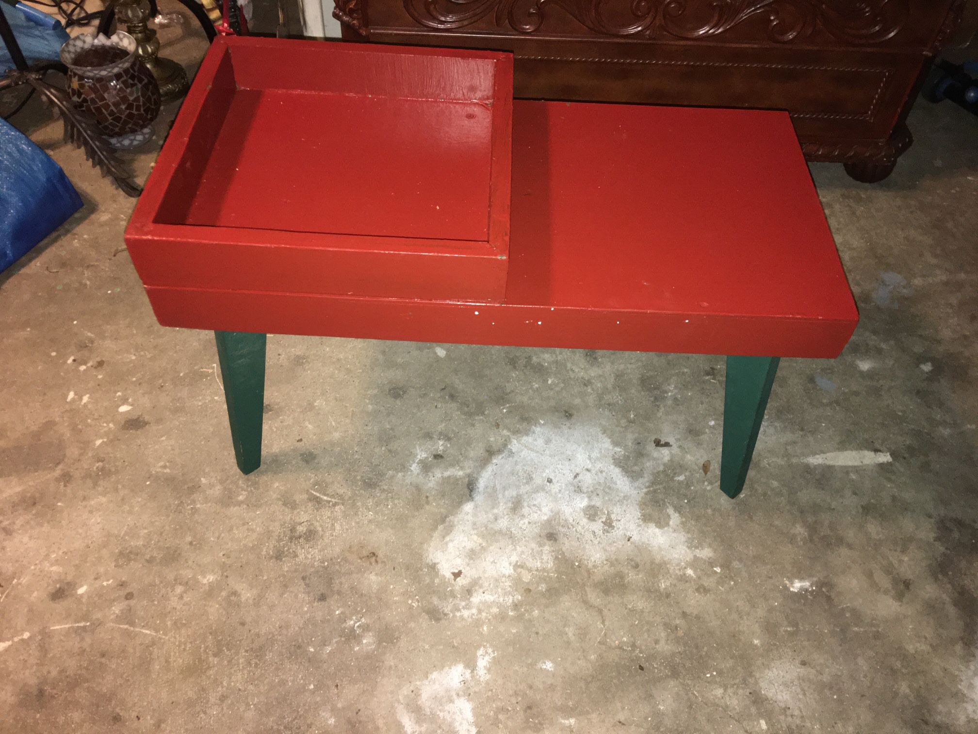 Small Desk/ Table Red With Green