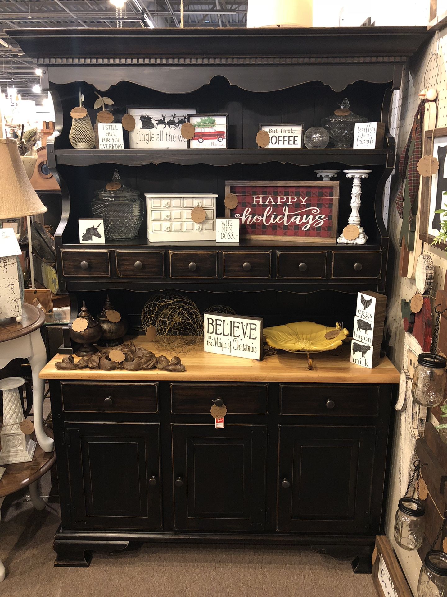 Black Farmhouse Hutch & Buffet