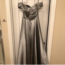 Silver Ball Gown Dress Prom Quinceanera Wedding Size 10