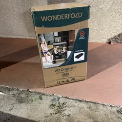 WONDERFOLD W2 Original Stroller Wagon With Snack Tray In Black With Sleek Red Stitchings 