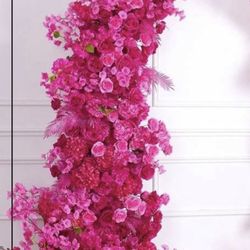 Hot Pink Artificial Flower Wedding Arch: Floral Garland Decor
