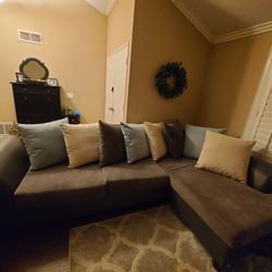 Leather Suede Sectional Couch