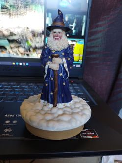 Wizard Figurine with Staff and Star Robe Candle Topper