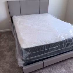 Brand New Queen Bed Frame With Mattress & Box Spring For Only $349 🚨 Ready For Delivery TODAY 🚛