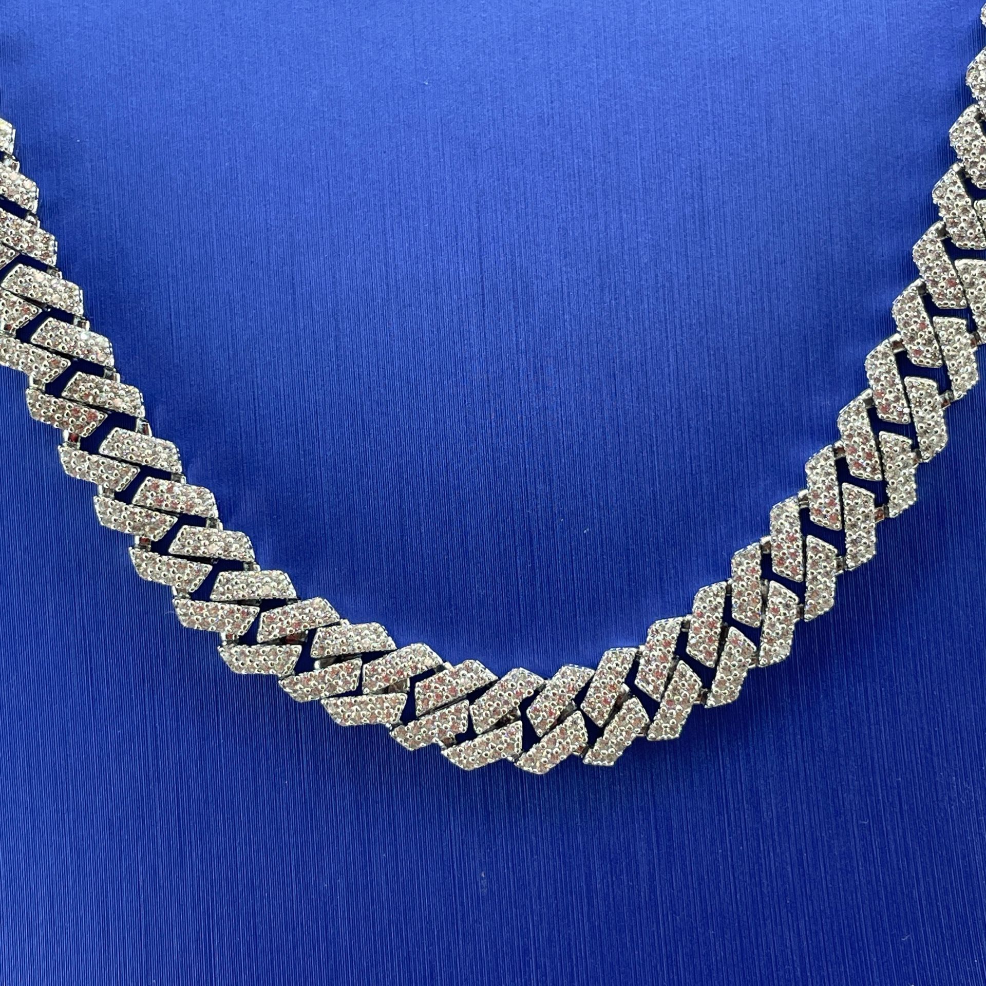 925 Sterling Silver CZ 22” Monaco Necklace 68.10g 8mm 205359